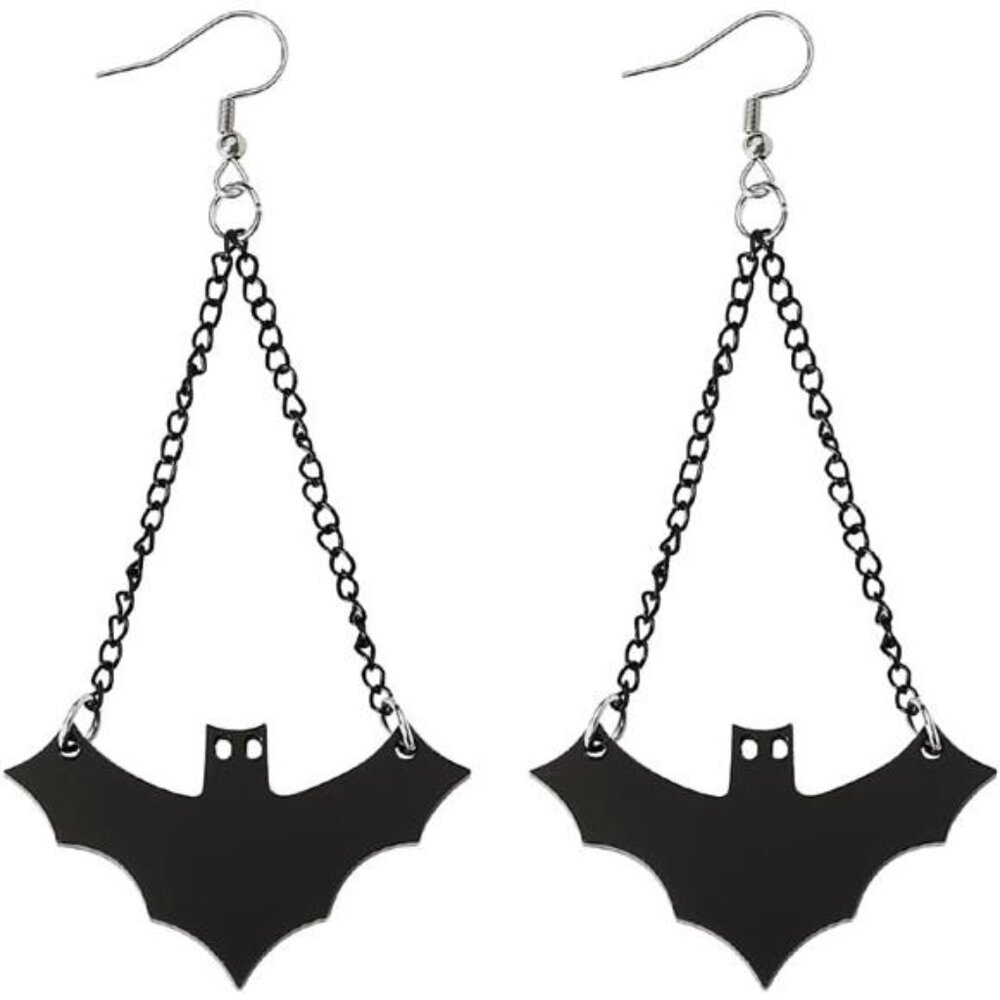 Halloween Costume Earrings Bat Spider Web Dangle Women Black Accessories Vampire